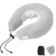 Foldable Vehiclemounted Massage Neck Pillow Lint Material Practical Electric Inflatable Massage Neck Pillow Durable for Massaging (Grey Neck Pillow)