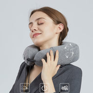 Foldable Vehiclemounted Massage Neck Pillow Lint Material Practical Electric Inflatable Massage Neck Pillow Durable for Massaging (Grey Neck Pillow)