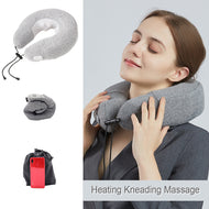 Foldable Vehiclemounted Massage Neck Pillow Lint Material Practical Electric Inflatable Massage Neck Pillow Durable for Massaging (Grey Neck Pillow)