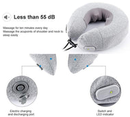 Foldable Vehiclemounted Massage Neck Pillow Lint Material Practical Electric Inflatable Massage Neck Pillow Durable for Massaging (Grey Neck Pillow)