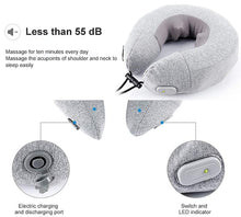 Foldable Vehiclemounted Massage Neck Pillow Lint Material Practical Electric Inflatable Massage Neck Pillow Durable for Massaging (Grey Neck Pillow)