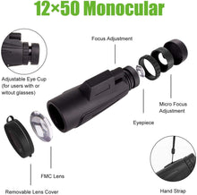 Monocular Telescope, 12x50 Compact Monocular Scope with Smartphone Mount & Tripod for Adults Bird Watching Hunting Concerts Traveling Wildlife Scenery freeshipping - CamperGear X