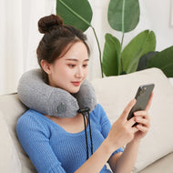 Foldable Vehiclemounted Massage Neck Pillow Lint Material Practical Electric Inflatable Massage Neck Pillow Durable for Massaging (Grey Neck Pillow)