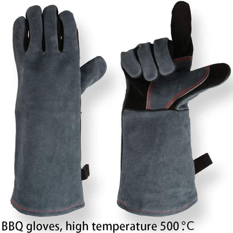 Leather BBQ Gloves, Heat Resistant Gloves with 16 inches Long Sleeve for Oven,Microwave freeshipping - CamperGear X