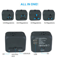 Travel Adapter with Dual USB All-in-one Worldwide Travel Chargers Adapters for US EU UK AU About 152 Countries freeshipping - CamperGear X