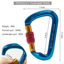 Climbing Carabiner, 2pc Locking Carabiner Clip Heavy Duty Carabiner Hook with Screwgate for Climbing freeshipping - CamperGear X